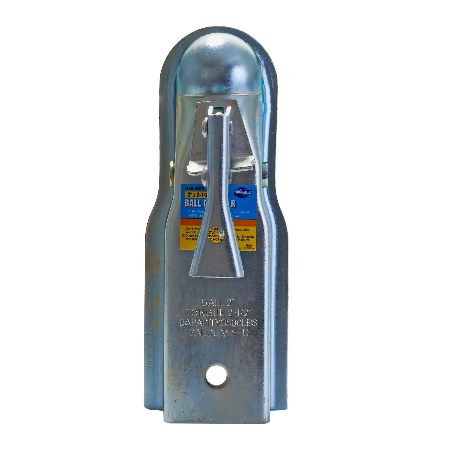 Trailer coupler for 2-inch ball and 2-1/2-inch channel, 3500 lb capacity, suitable for Jet Ski trailer
