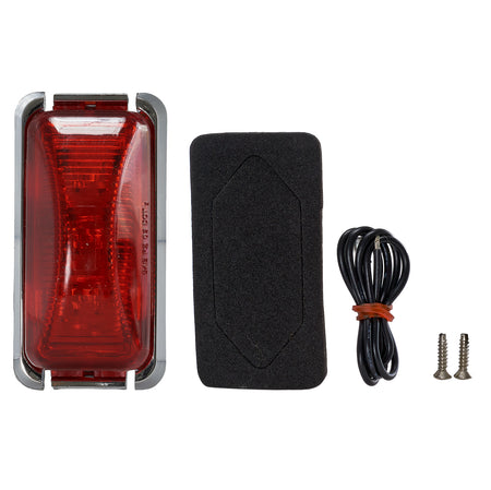 Rectangular red LED trailer clearance marker light with chrome bezel, Jet Ski compatible