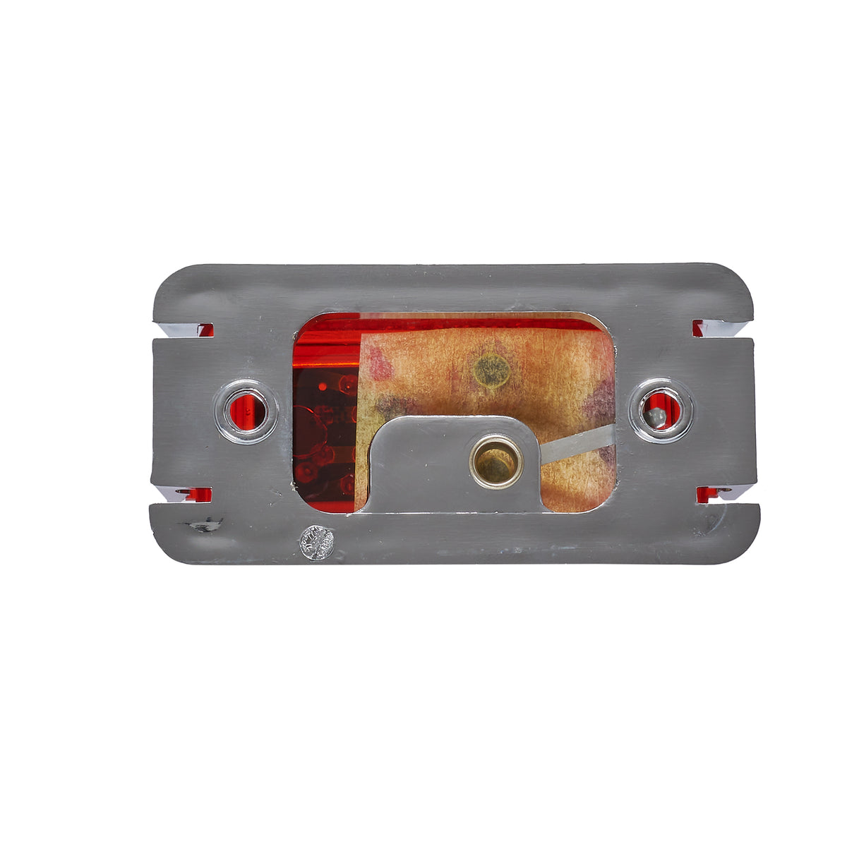 Rectangular red LED trailer clearance marker light with chrome bezel, Jet Ski compatible