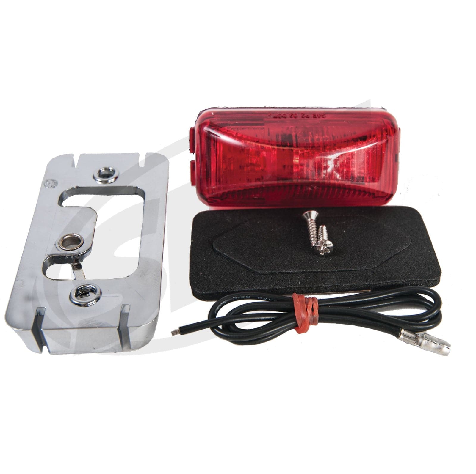 Rectangular red LED trailer clearance marker light with chrome bezel, Jet Ski compatible