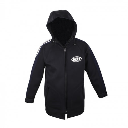 SBT Racing Tour Coat for Jet Ski riders, water-resistant long coat with front zipper and high collar
