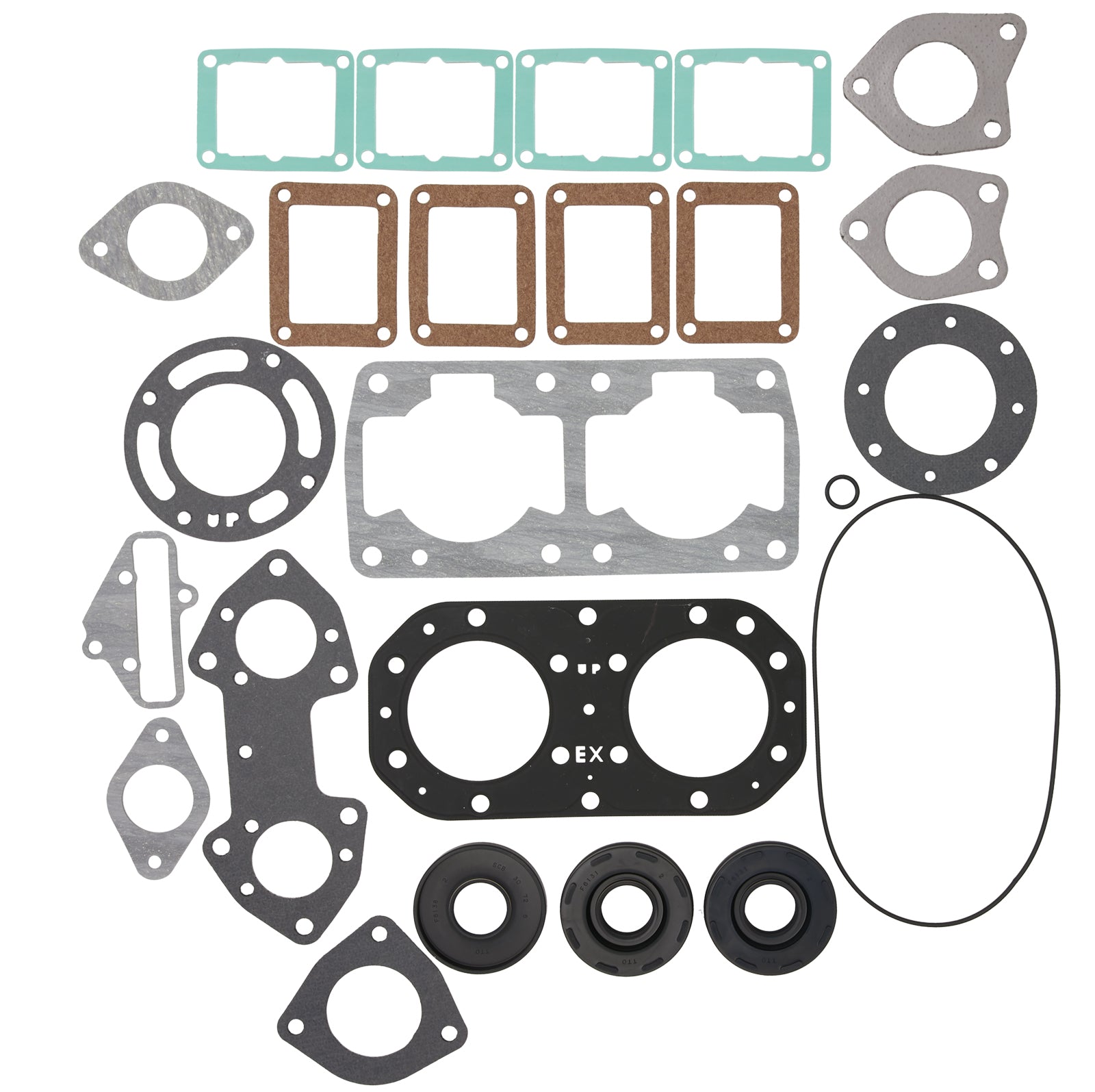 Complete gasket kit for Kawasaki Jet Ski, fits 11004-3710 and 11009-3775 for X2, TS, SX, SC, and Jet Mate models