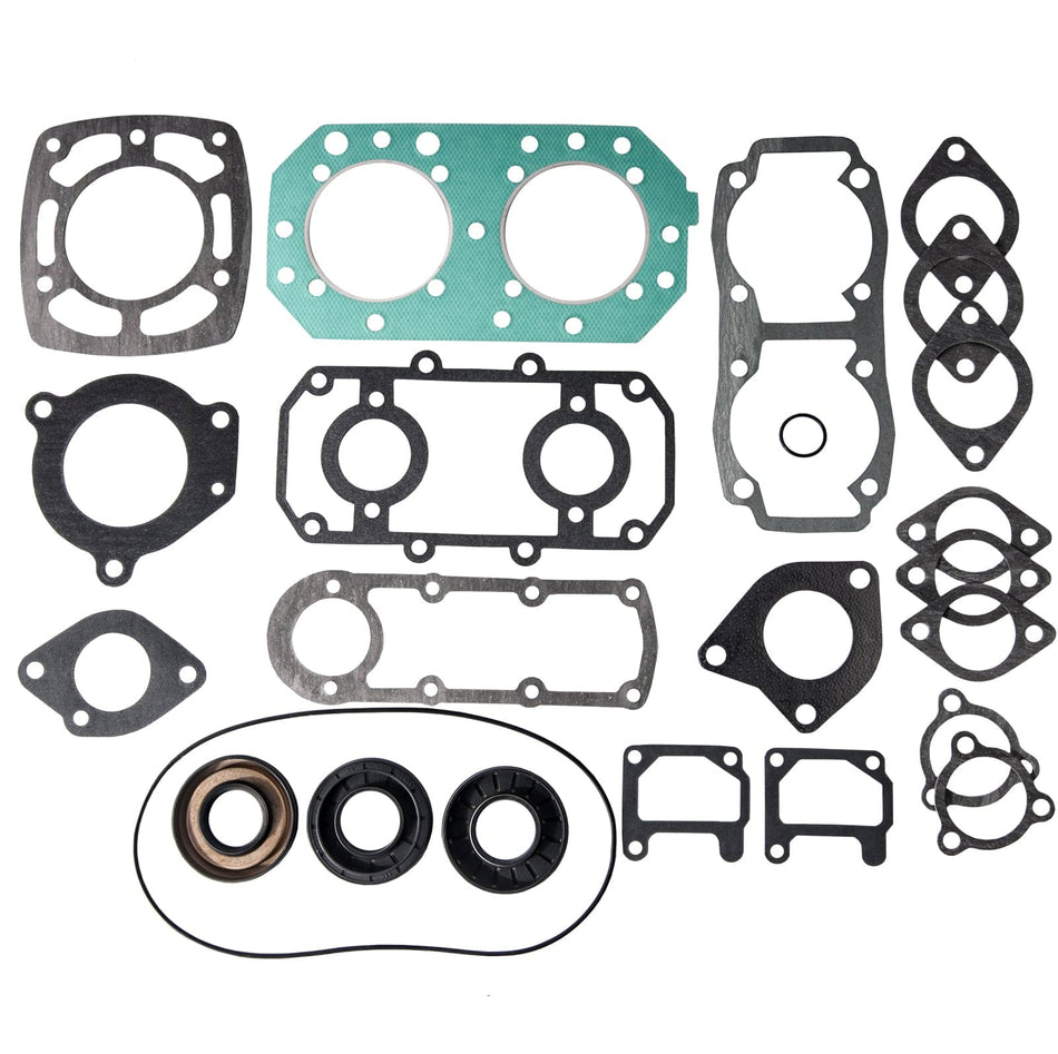 Complete gasket kit for Kawasaki JS550 SX Jet Ski, fits part numbers 11004-3024, 11009-3054, and 11009-3023