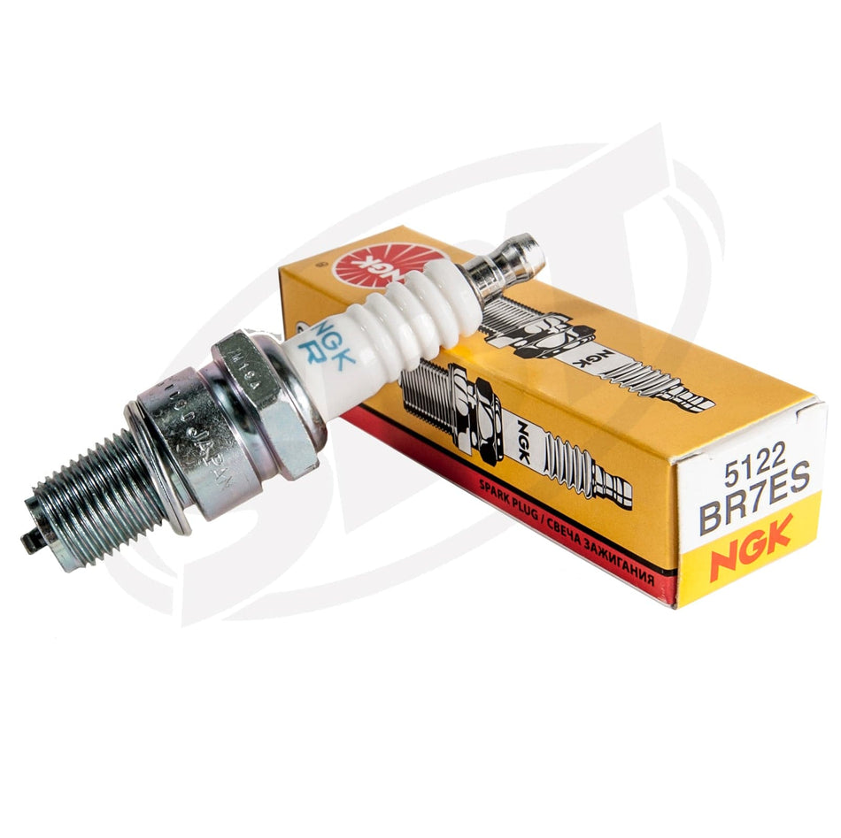 NGK BR7ES spark plug for select Sea-Doo models, compatible with Kawasaki Jet Ski applications