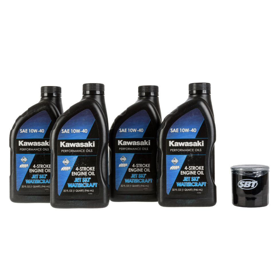 Kawasaki 12F and 15F engine oil change kit for Jet Ski, includes oil filter and drain plug washer