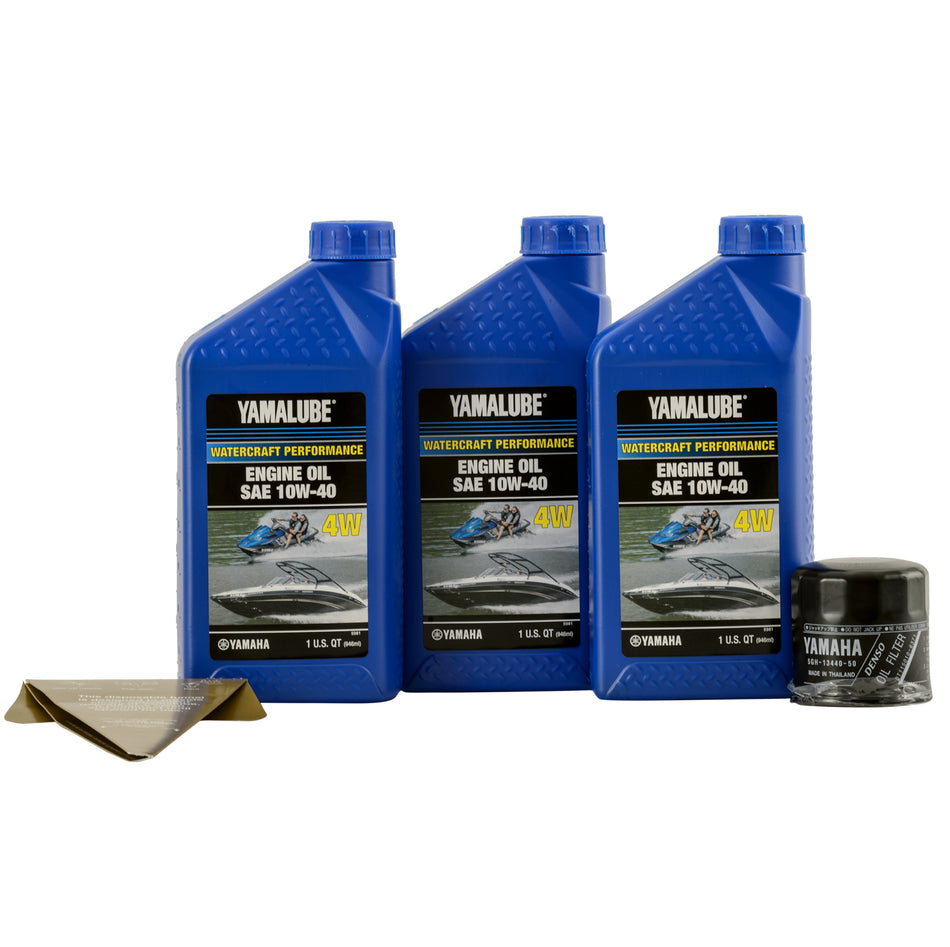 Yamaha Watercraft Oil Change Kit for WaveRunner Jet Ski maintenance with oil filter and drain gasket components